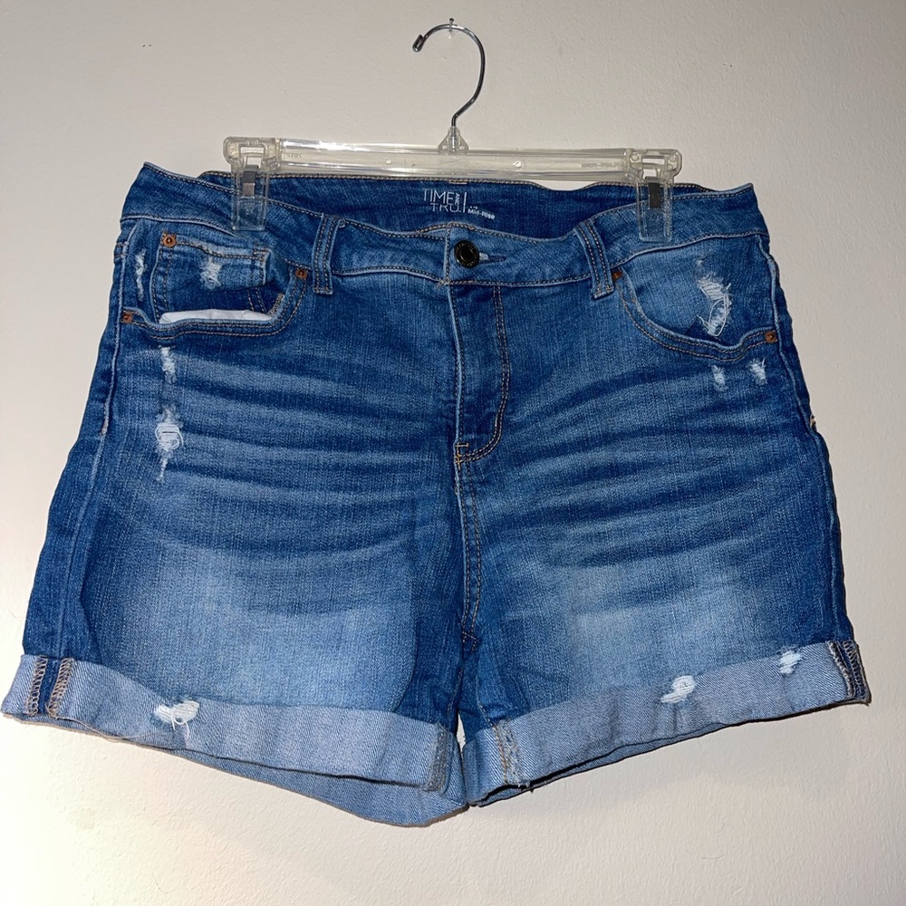 Time and Tru Distressed Blue Jean Shorts